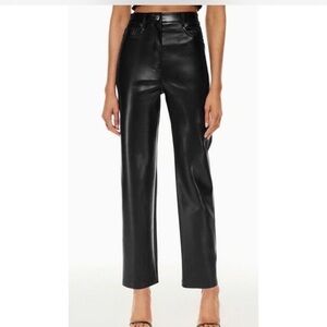 Wilfred Aritzia Black Faux Leather High Rise Straight Pants Size 8